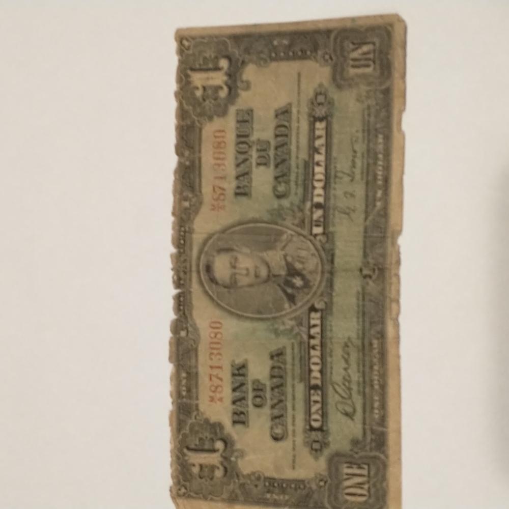 1937 Canadian $1 bill